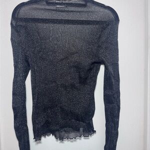 Ardene Black Sheer Long Sleeve Top